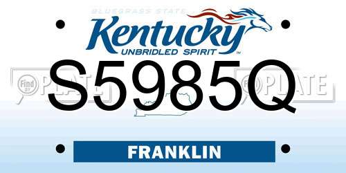S5985Q Kentucky License Plate