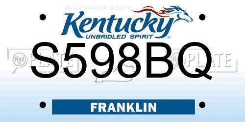 S598BQ Kentucky License Plate