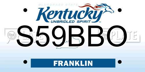 S59BBO Kentucky License Plate