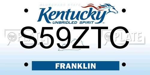 S59ZTC Kentucky License Plate
