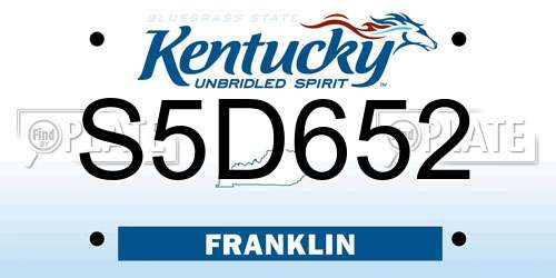 S5D652 Kentucky License Plate
