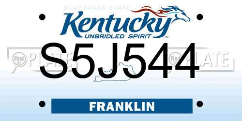 S5J544 Kentucky License Plate