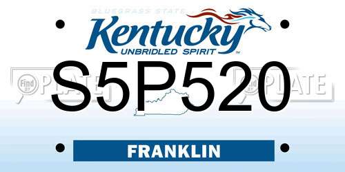 S5P520 Kentucky License Plate