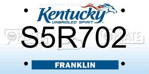 S5R702 Kentucky License Plate