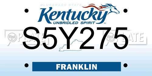 S5Y275 Kentucky License Plate