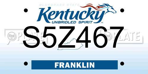 S5Z467 Kentucky License Plate