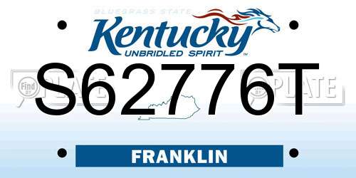 S62776T Kentucky License Plate