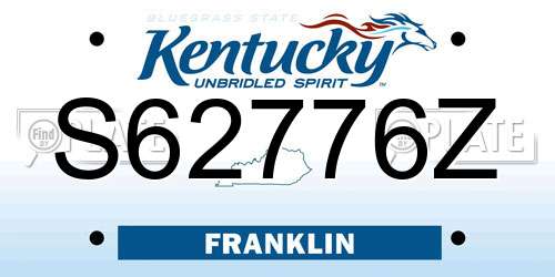 S62776Z Kentucky License Plate