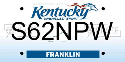 S62NPW Kentucky License Plate