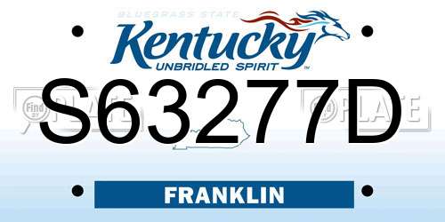 S63277D Kentucky License Plate