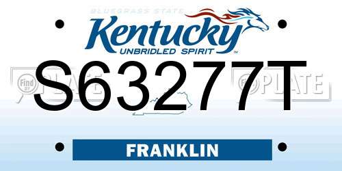 S63277T Kentucky License Plate