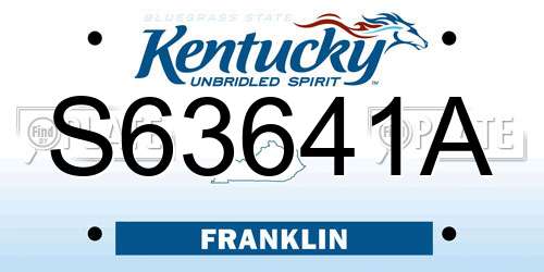 S63641A Kentucky License Plate