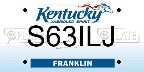 S63ILJ Kentucky License Plate