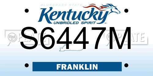 S6447M Kentucky License Plate