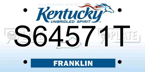 S64571T Kentucky License Plate