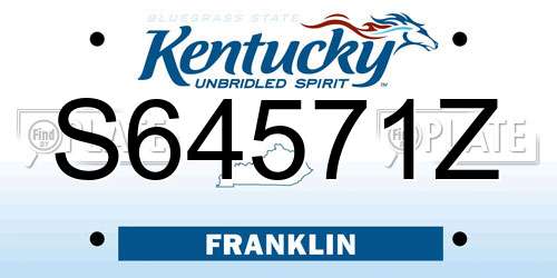 S64571Z Kentucky License Plate