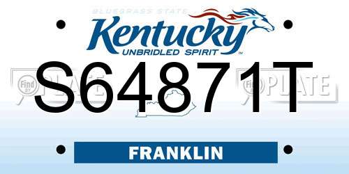 S64871T Kentucky License Plate