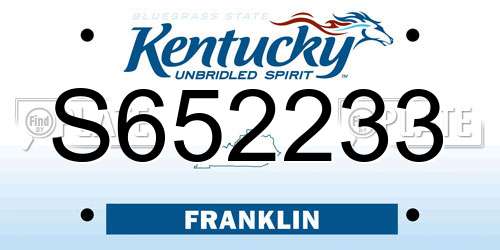 S652233 Kentucky License Plate