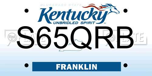 S65QRB Kentucky License Plate