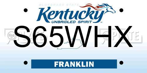 S65WHX Kentucky License Plate