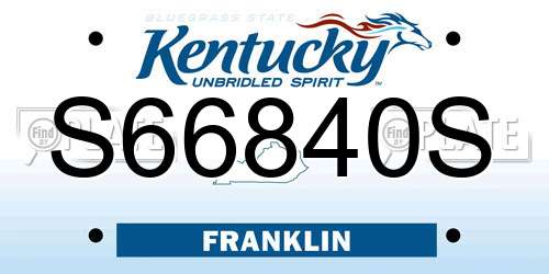 S66840S Kentucky License Plate