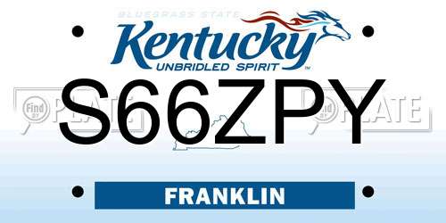 S66ZPY Kentucky License Plate