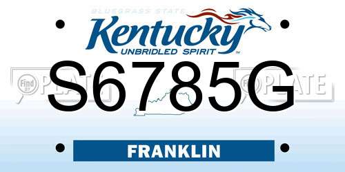 S6785G Kentucky License Plate
