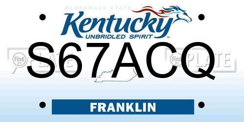 S67ACQ Kentucky License Plate