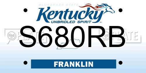 S680RB Kentucky License Plate