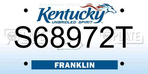 S68972T Kentucky License Plate
