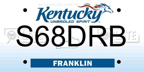 S68DRB Kentucky License Plate
