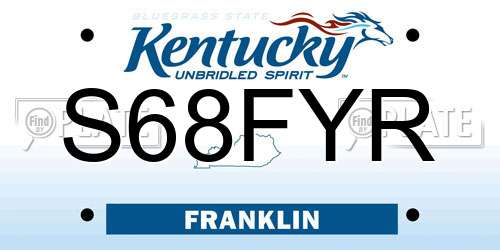 S68FYR Kentucky License Plate
