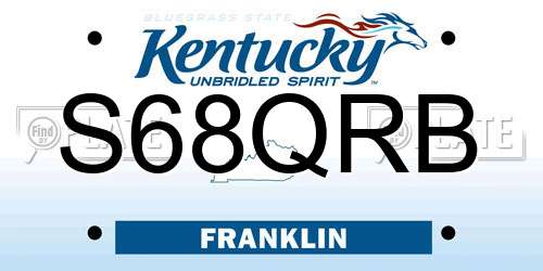 S68QRB Kentucky License Plate