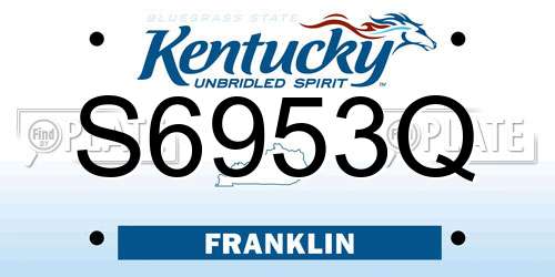 S6953Q Kentucky License Plate
