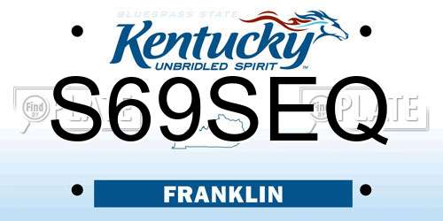 S69SEQ Kentucky License Plate