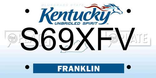 S69XFV Kentucky License Plate