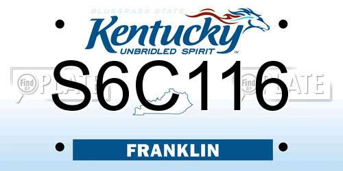 S6C116 Kentucky License Plate