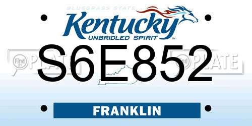 S6E852 Kentucky License Plate