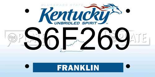 S6F269 Kentucky License Plate