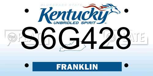 S6G428 Kentucky License Plate