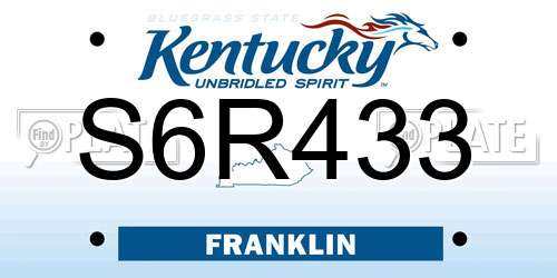 S6R433 Kentucky License Plate