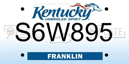S6W895 Kentucky License Plate