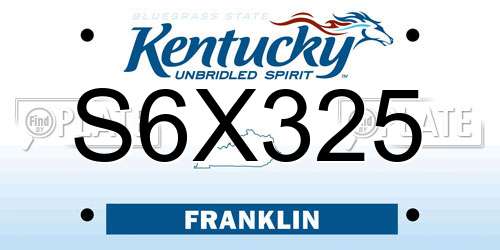 S6X325 Kentucky License Plate