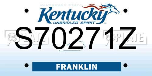 S70271Z Kentucky License Plate
