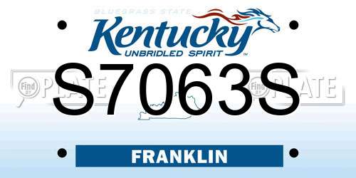 S7063S Kentucky License Plate