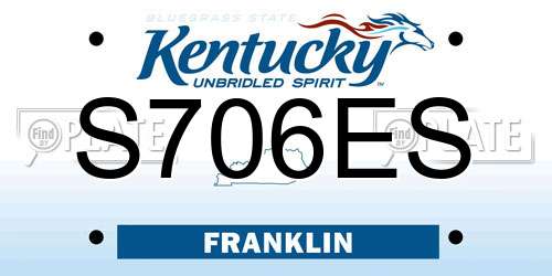 S706ES Kentucky License Plate