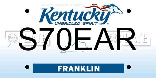 S70EAR Kentucky License Plate