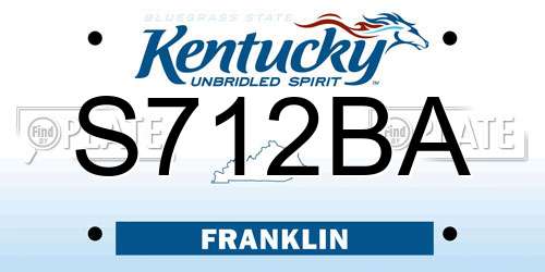 S712BA Kentucky License Plate