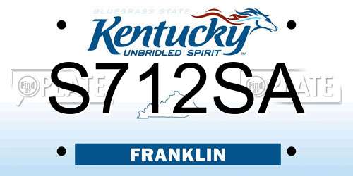 S712SA Kentucky License Plate