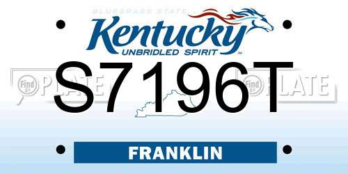 S7196T Kentucky License Plate